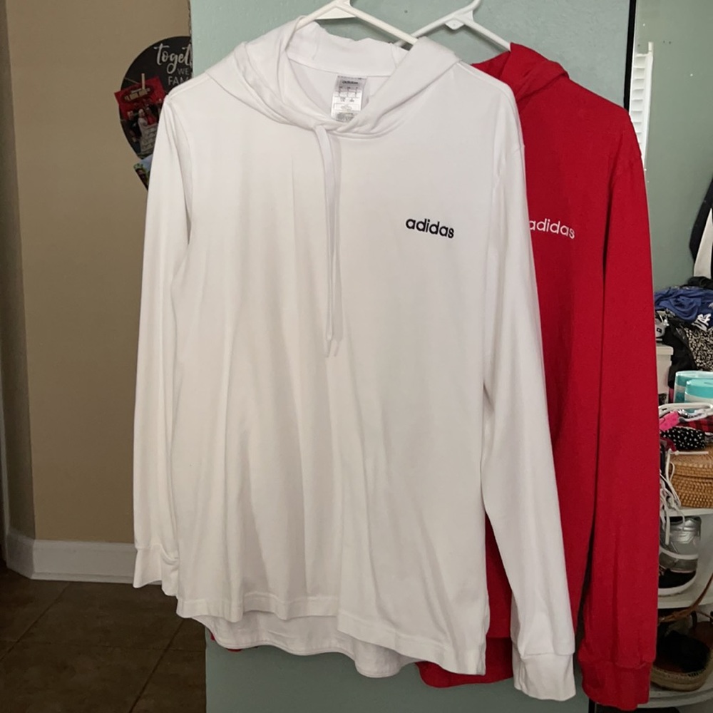 Adidas Jersey Hoodie white mens large